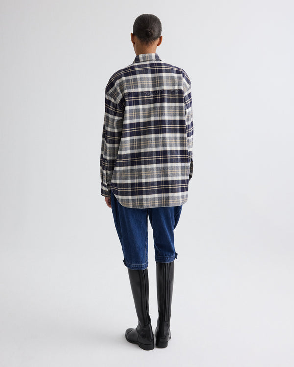 TWP Midnight/bone/tobacco Dutton Shirt in Cotton Flannel view 5