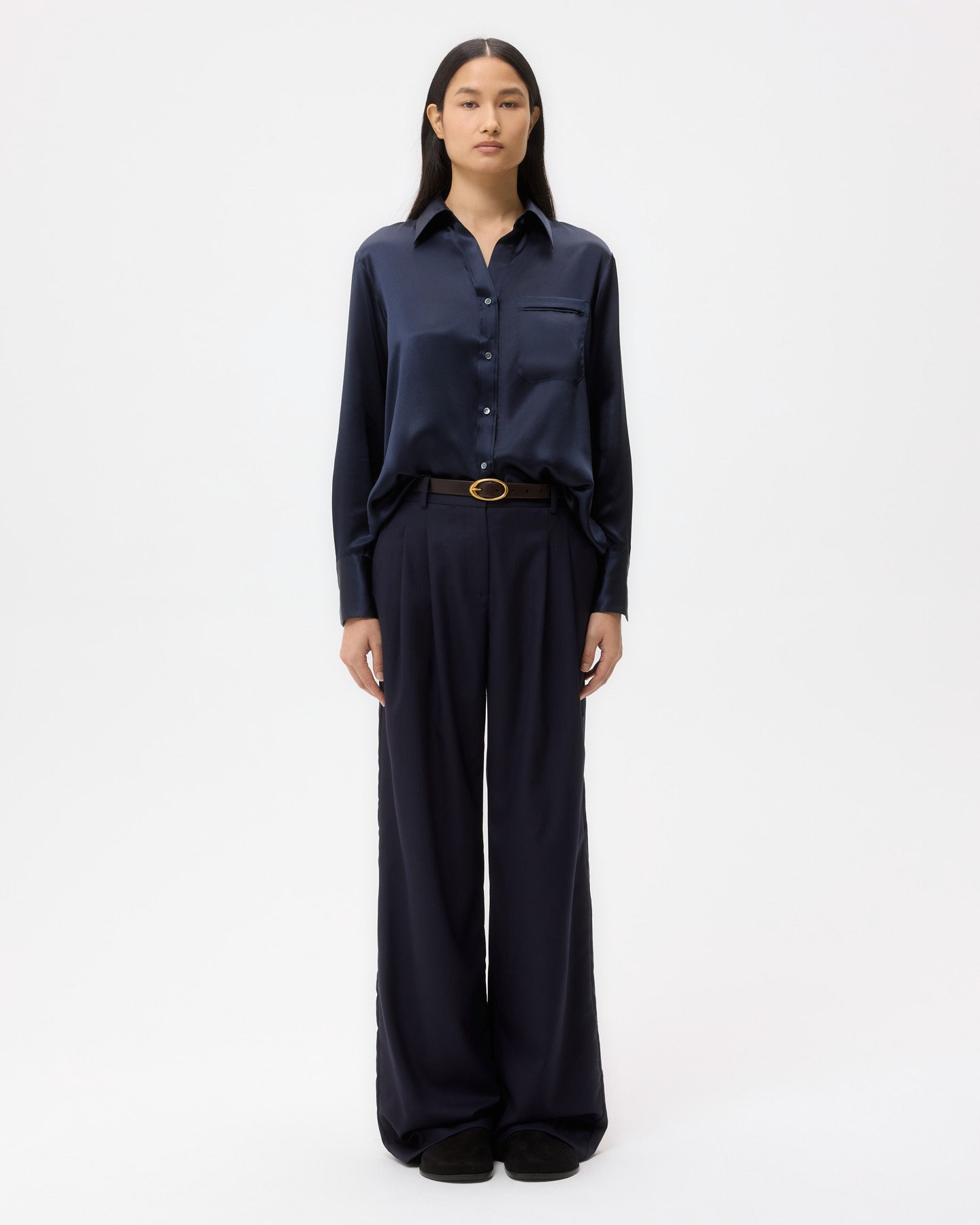 TWP Midnight Joey Shirt in Silk Charmeuse view 6