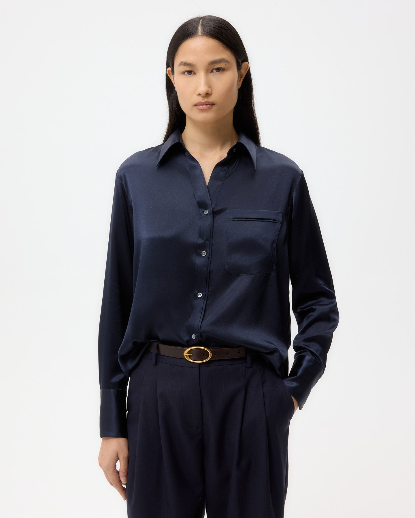 TWP Midnight Joey Shirt in Silk Charmeuse view 1