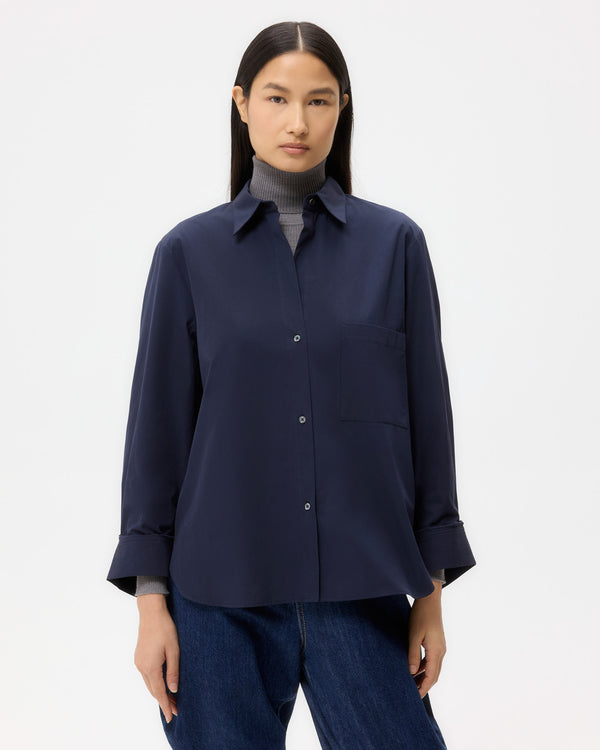 TWP Midnight Next Morning Shirt in Super Compact Poplin view 1