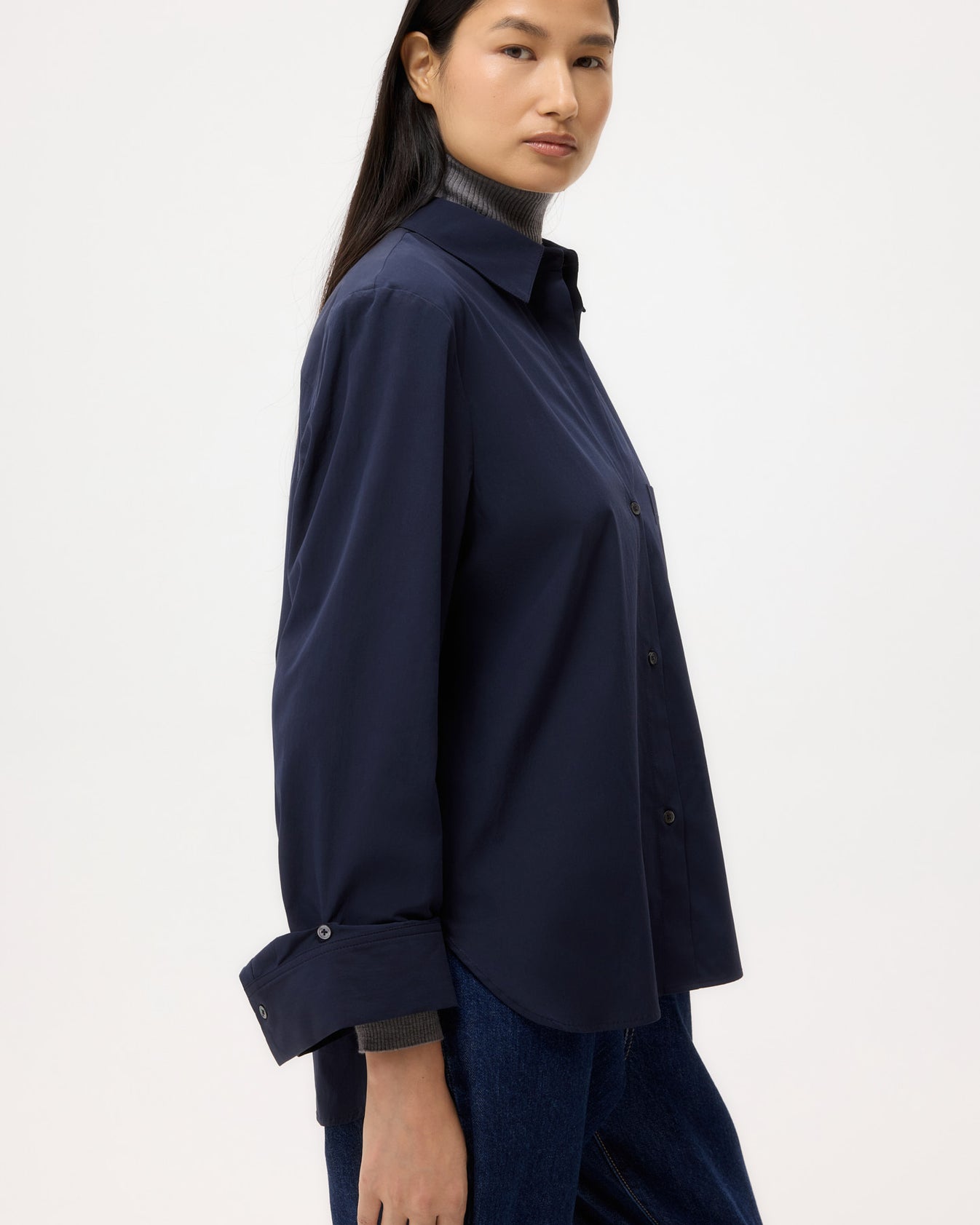 TWP Midnight Next Morning Shirt in Super Compact Poplin view 2