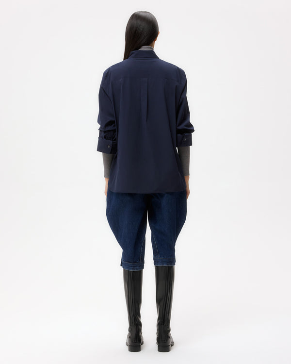 TWP Midnight Next Morning Shirt in Super Compact Poplin view 5