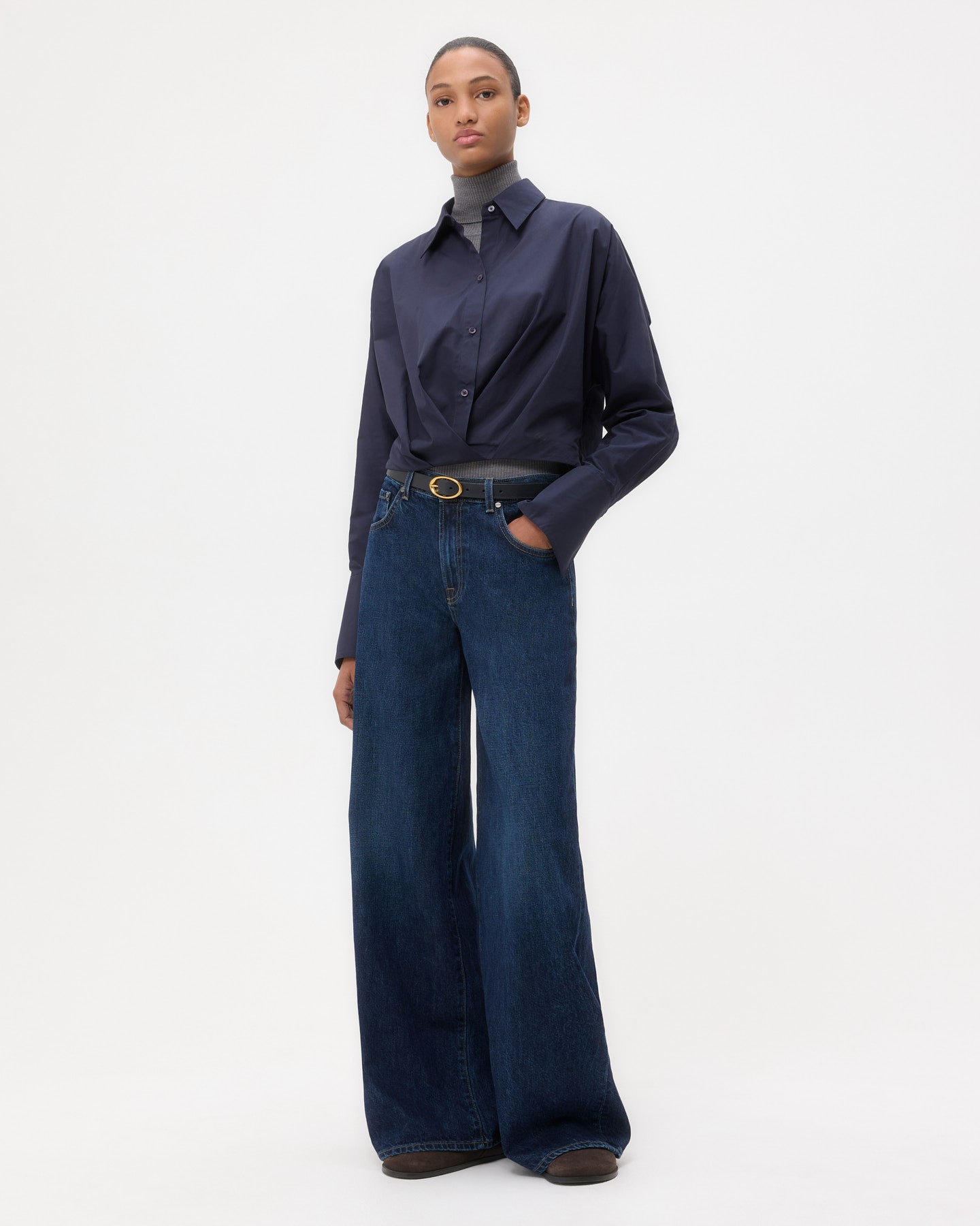 TWP Midnight Taken Top in Super Compact Poplin view 3