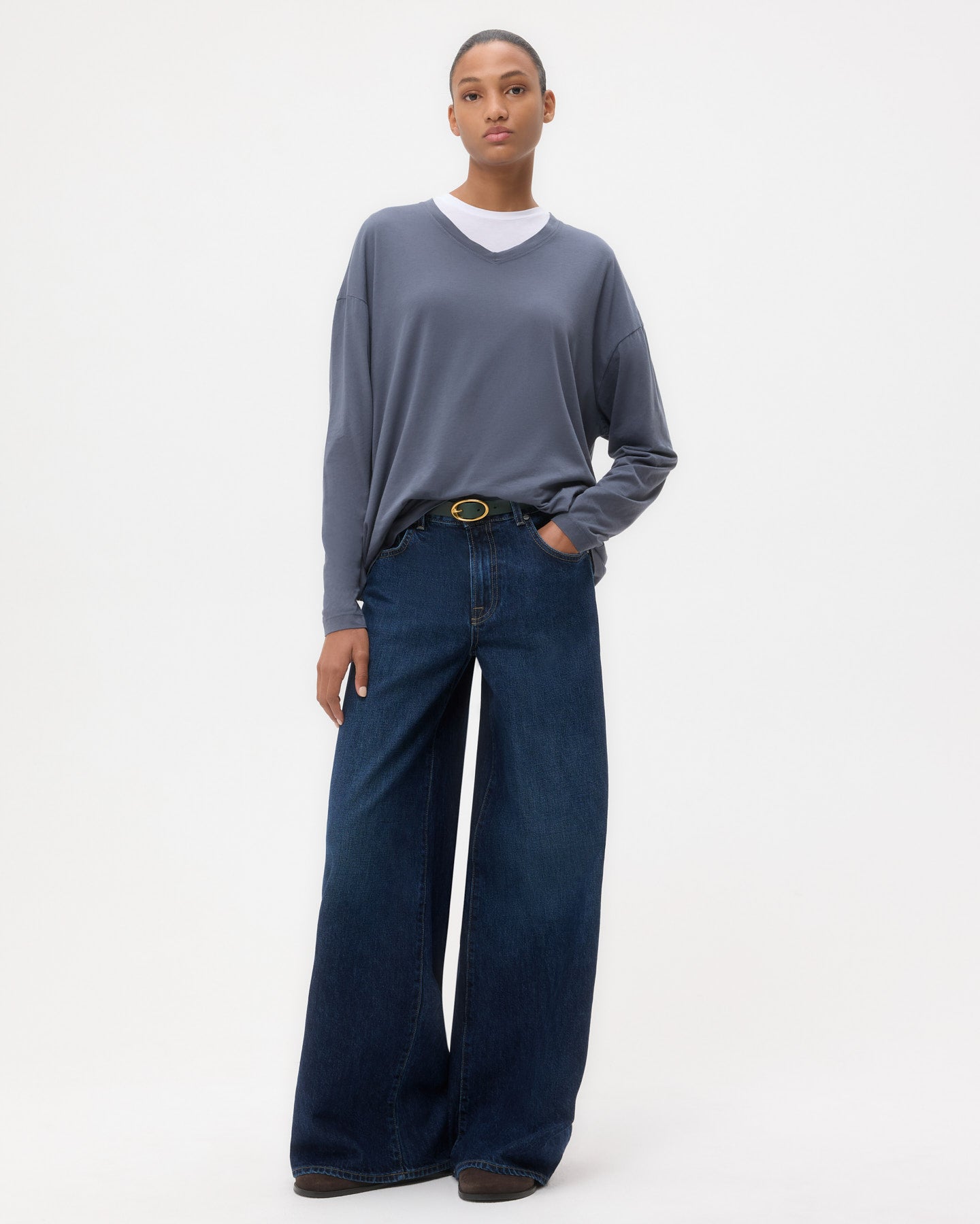 TWP Castle rock Ls High V Shirt in Jersey view 2