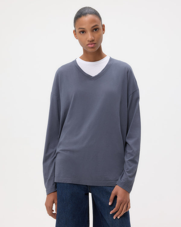 TWP Castle rock Ls High V Shirt in Jersey view 3