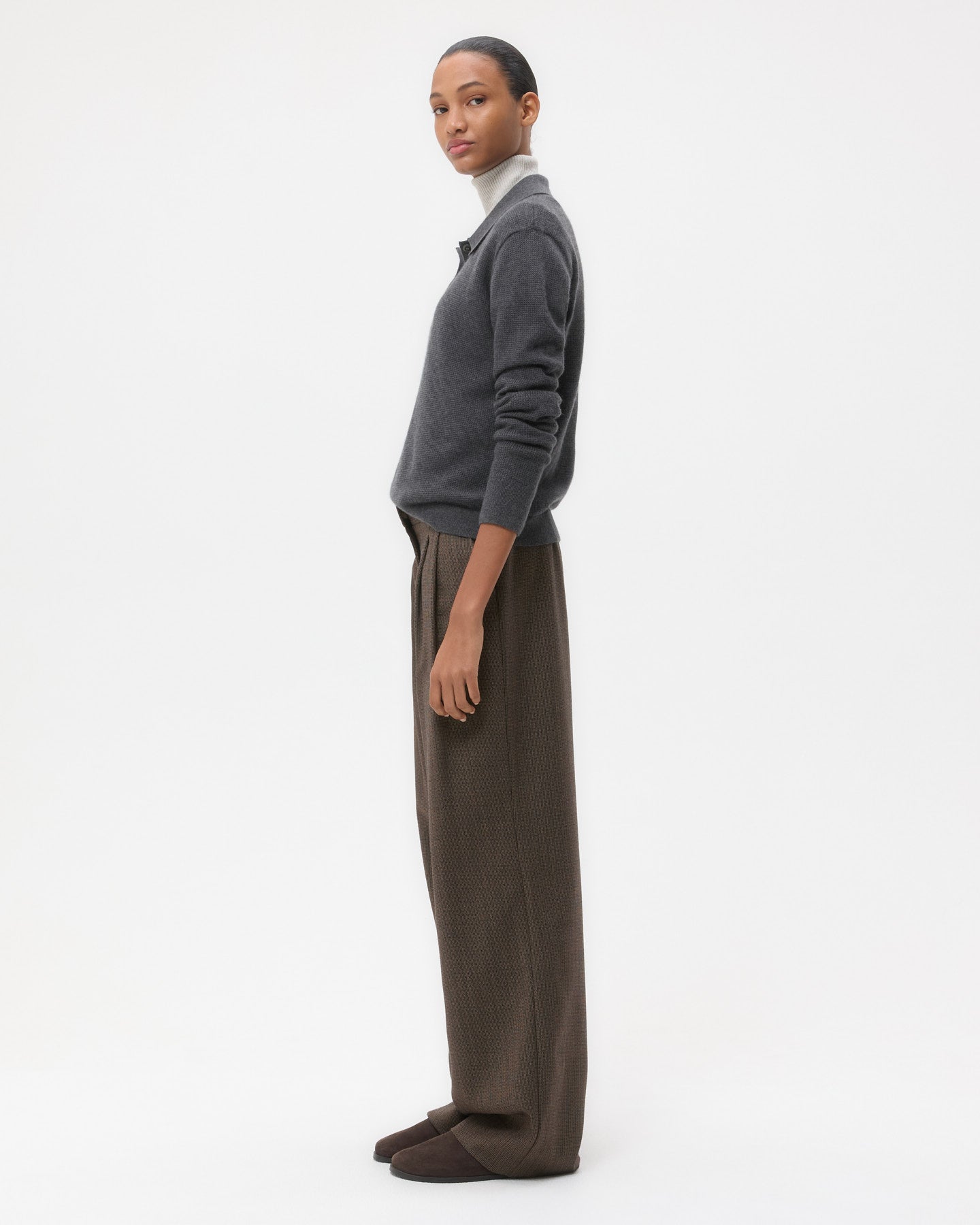 TWP Charcoal Jorden Polo in Cashmere view 4
