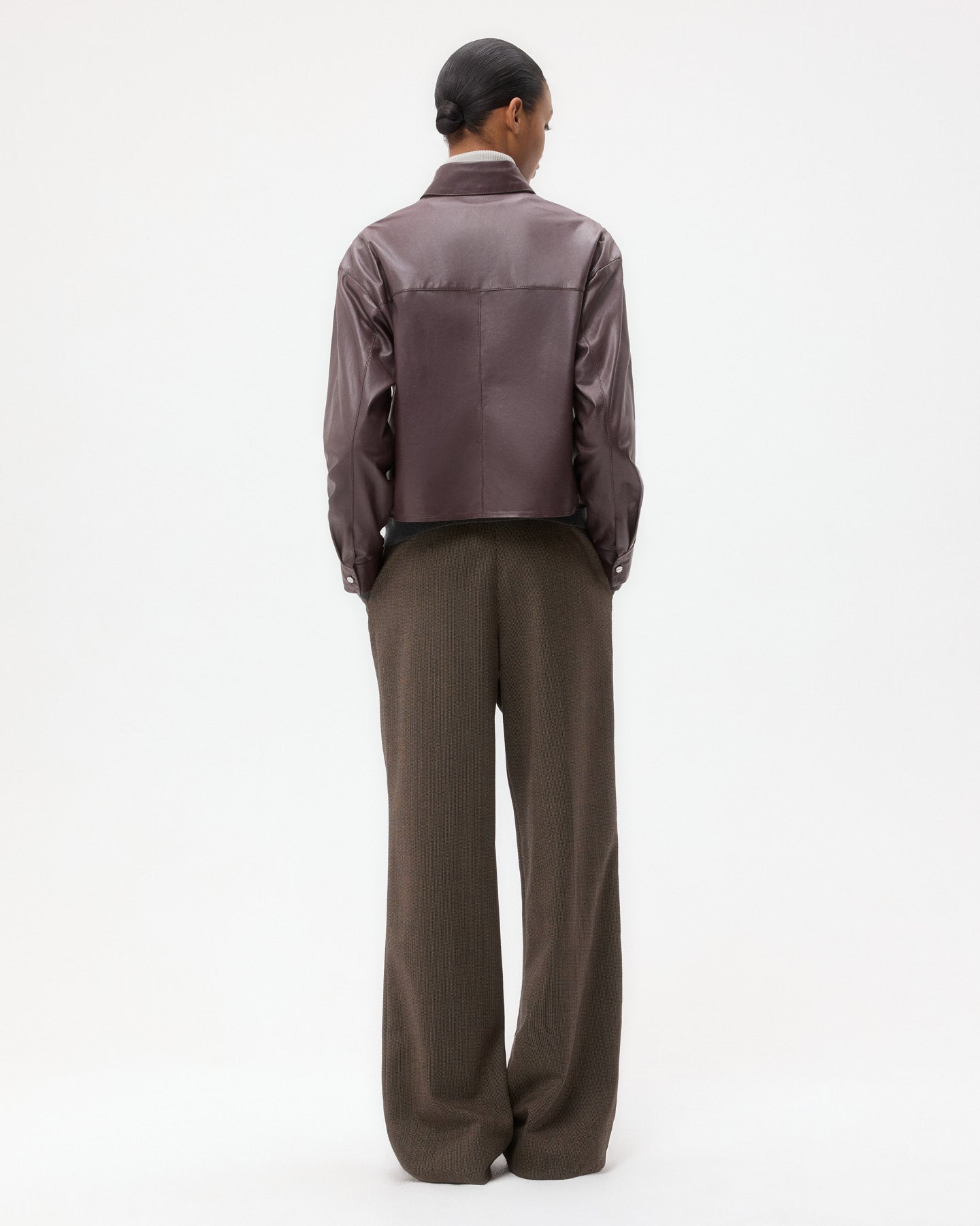TWP Wine Little Big Joe Shirt in Paper Leather view 5