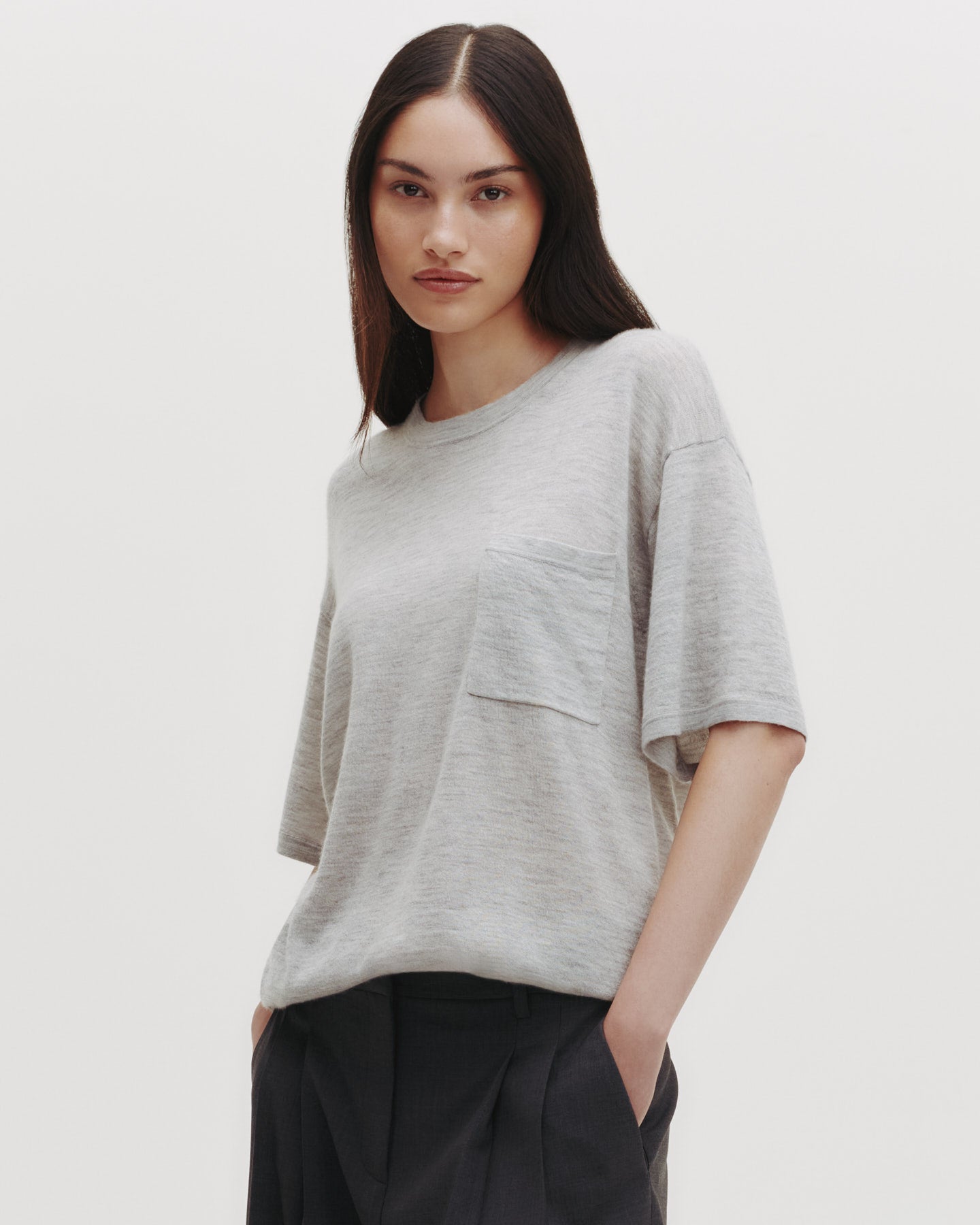TWP Foggy Knit Big Boy Tee in Skye Cashmere view 2