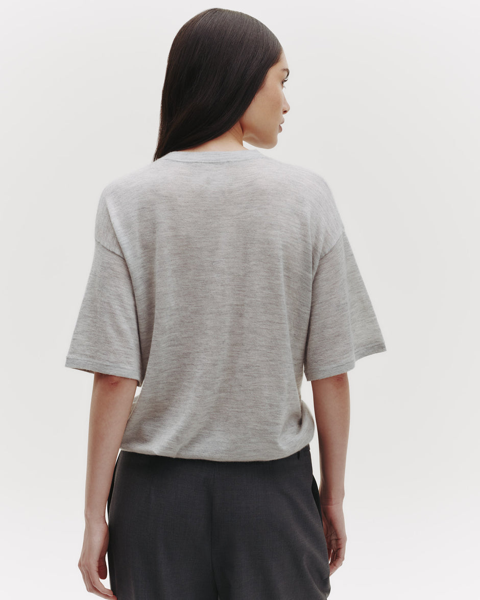 TWP Foggy Knit Big Boy Tee in Skye Cashmere view 3