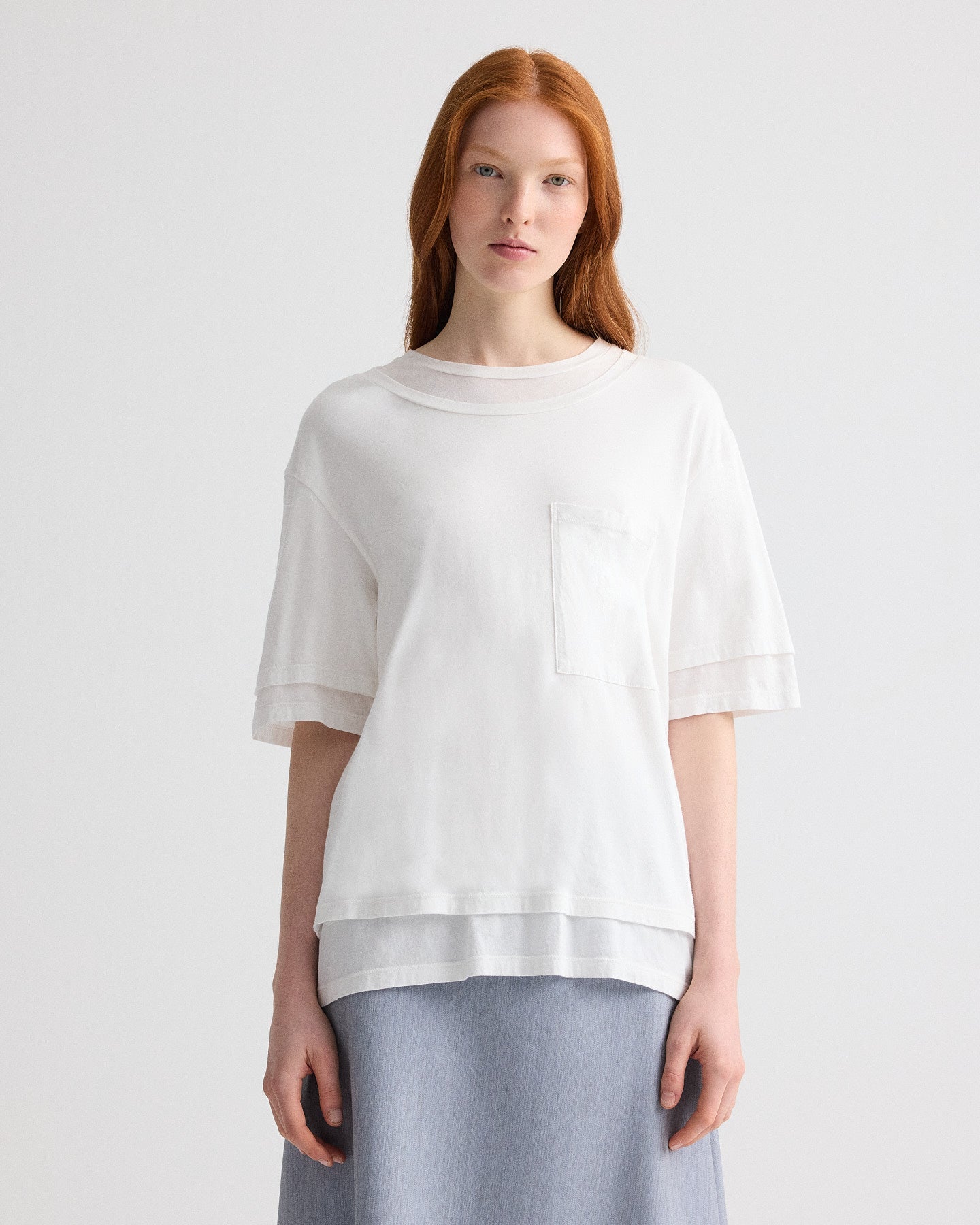 White / white Double Up Tee in Supima Cotton | TWP