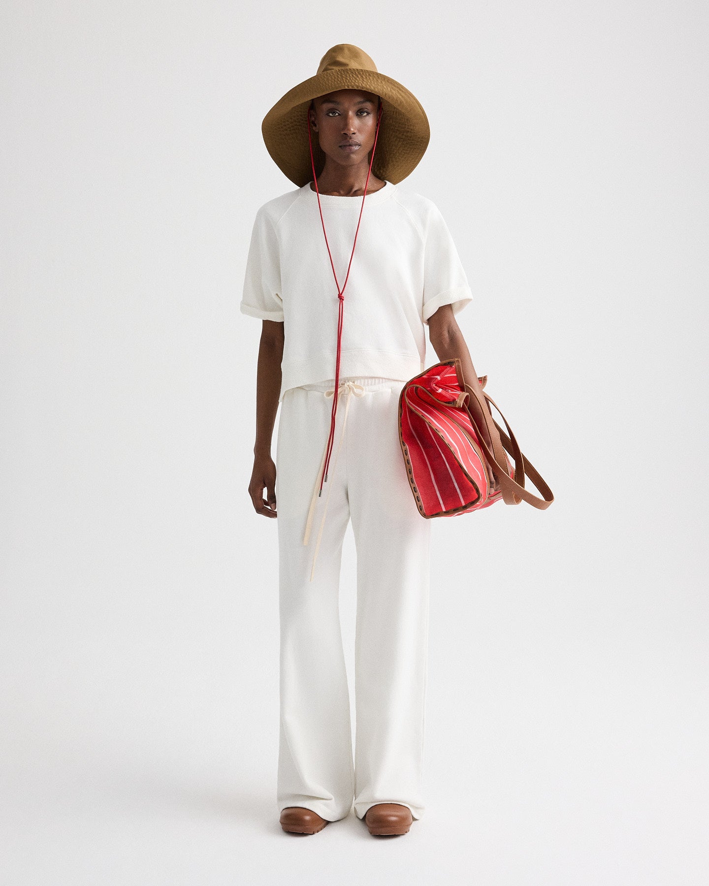 White Slouchy Rolled Tee in Lightweight Sweatshirt | TWP