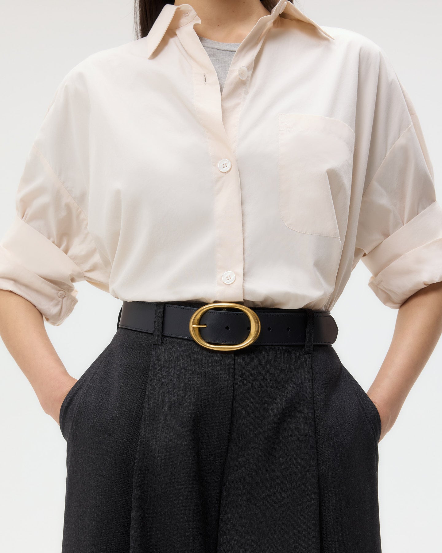 TWP Midnight Wide Belt in Leather view 2