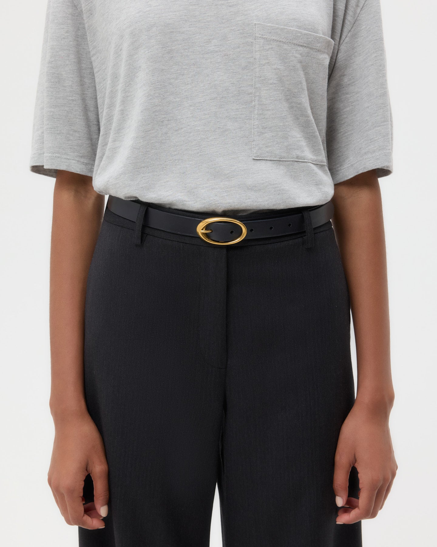 TWP Midnight Narrow Belt in Leather view 3
