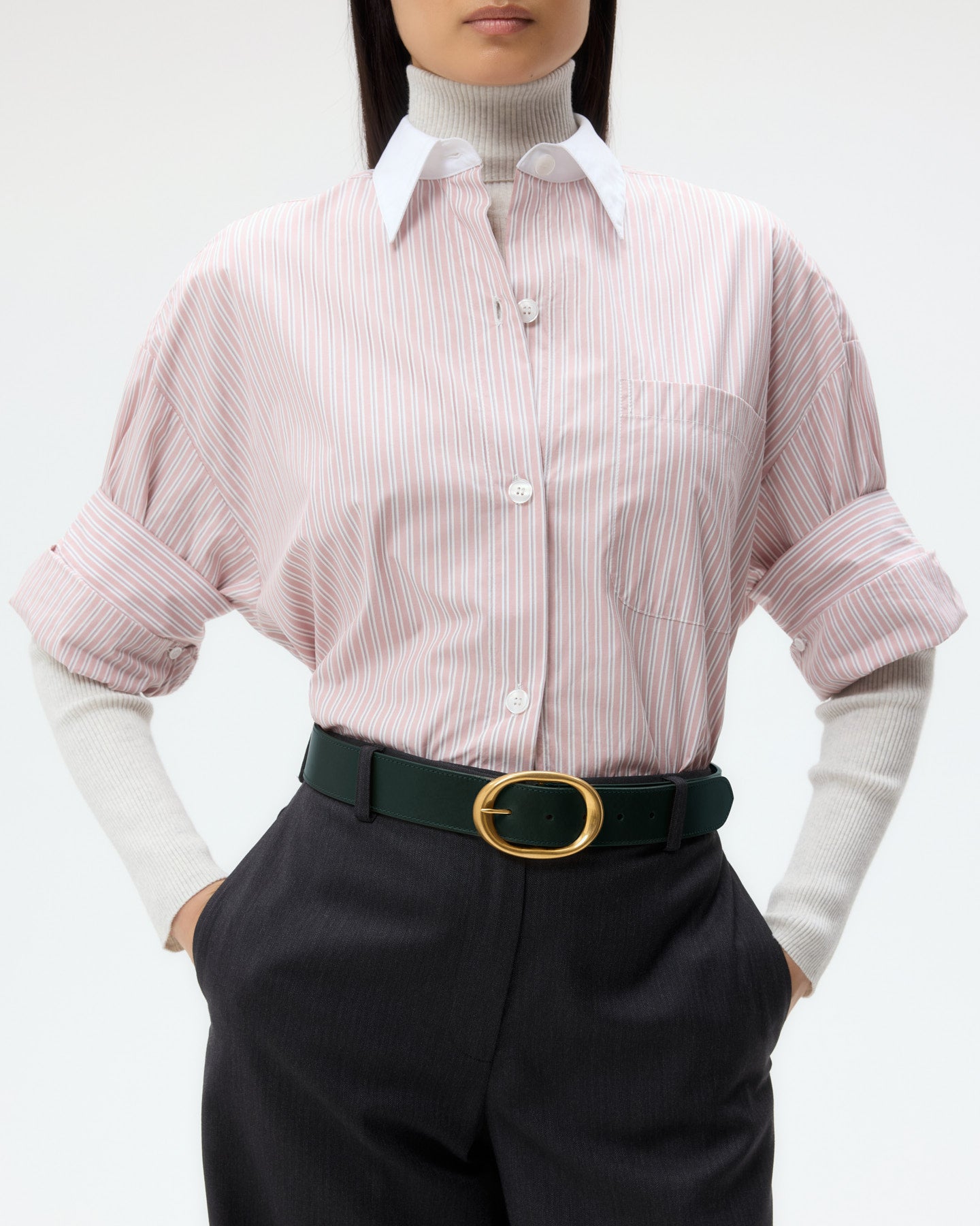 TWP Dark spruce Wide Belt in Leather view 2