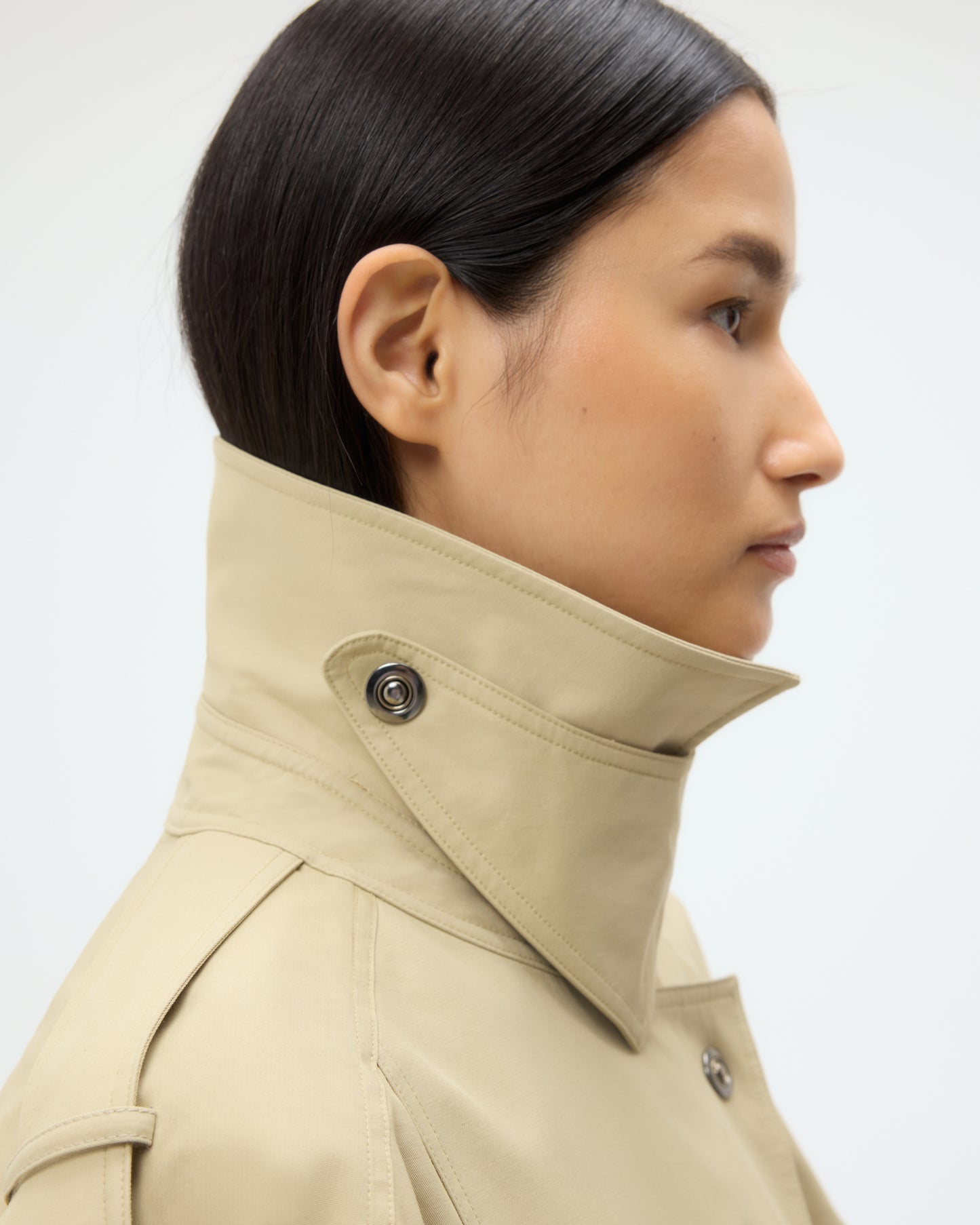 TWP Olive Long Bogie Coat in Waterproof Canvas view 3