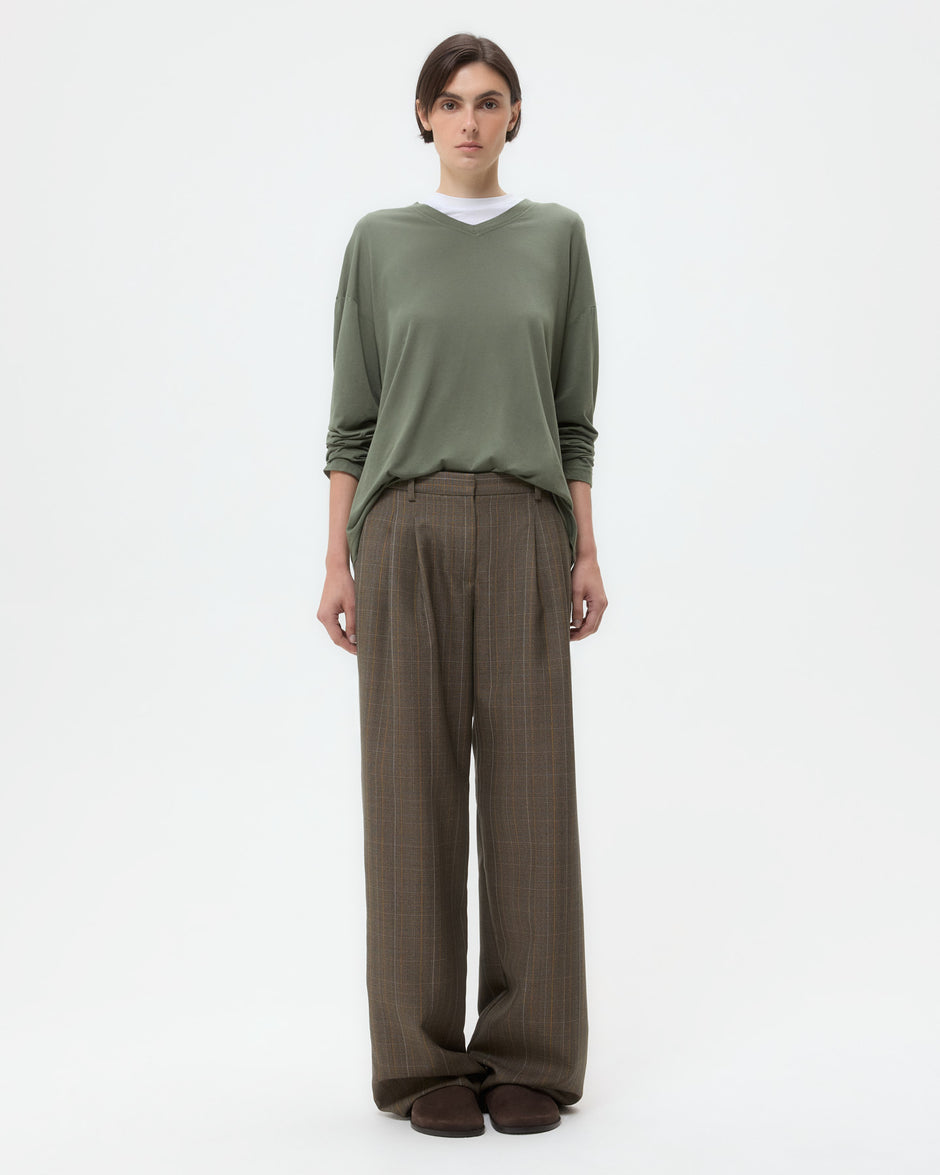 TWP Medium heather grey multi Sulli Pant in Stretch Wool view 6