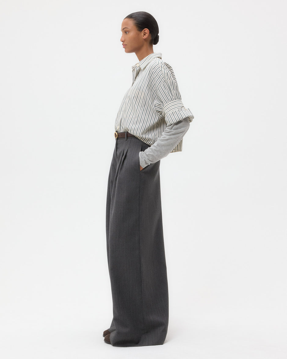 TWP Medium heather grey Avery Pant in Structured Wool Suiting view 3
