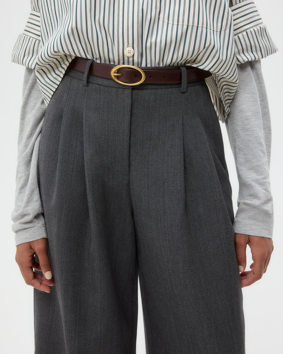 TWP Medium heather grey Avery Pant in Structured Wool Suiting view 4