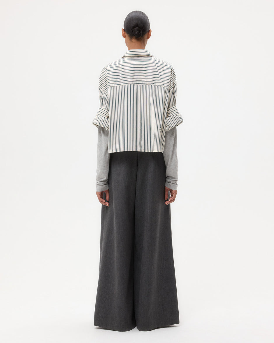 TWP Medium heather grey Avery Pant in Structured Wool Suiting view 5