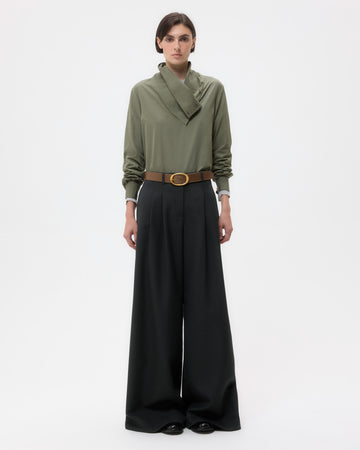 TWP Dark spruce Avery Pant in Structured Wool Suiting view 6