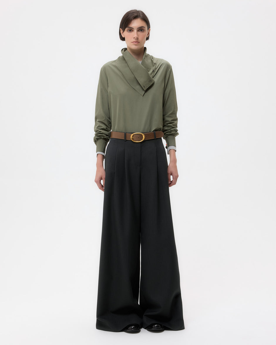 TWP Dark spruce Avery Pant in Structured Wool Suiting view 6