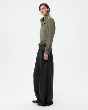 TWP Dark spruce Avery Pant in Structured Wool Suiting view 4