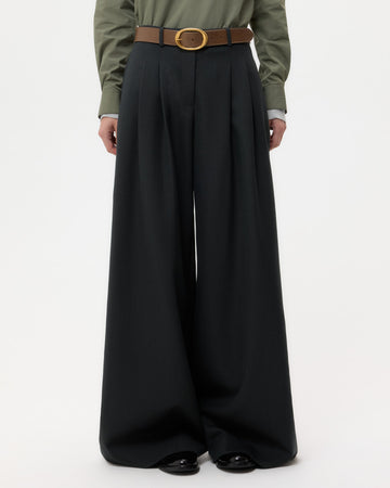 TWP Dark spruce Avery Pant in Structured Wool Suiting view 1