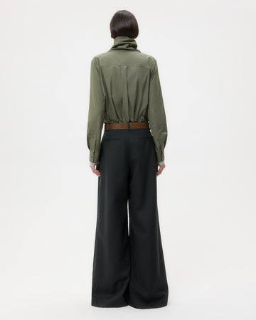 TWP Dark spruce Avery Pant in Structured Wool Suiting view 5