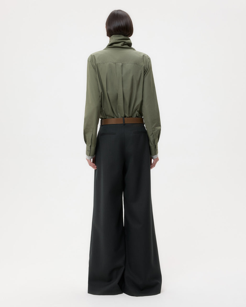 TWP Dark spruce Avery Pant in Structured Wool Suiting view 5