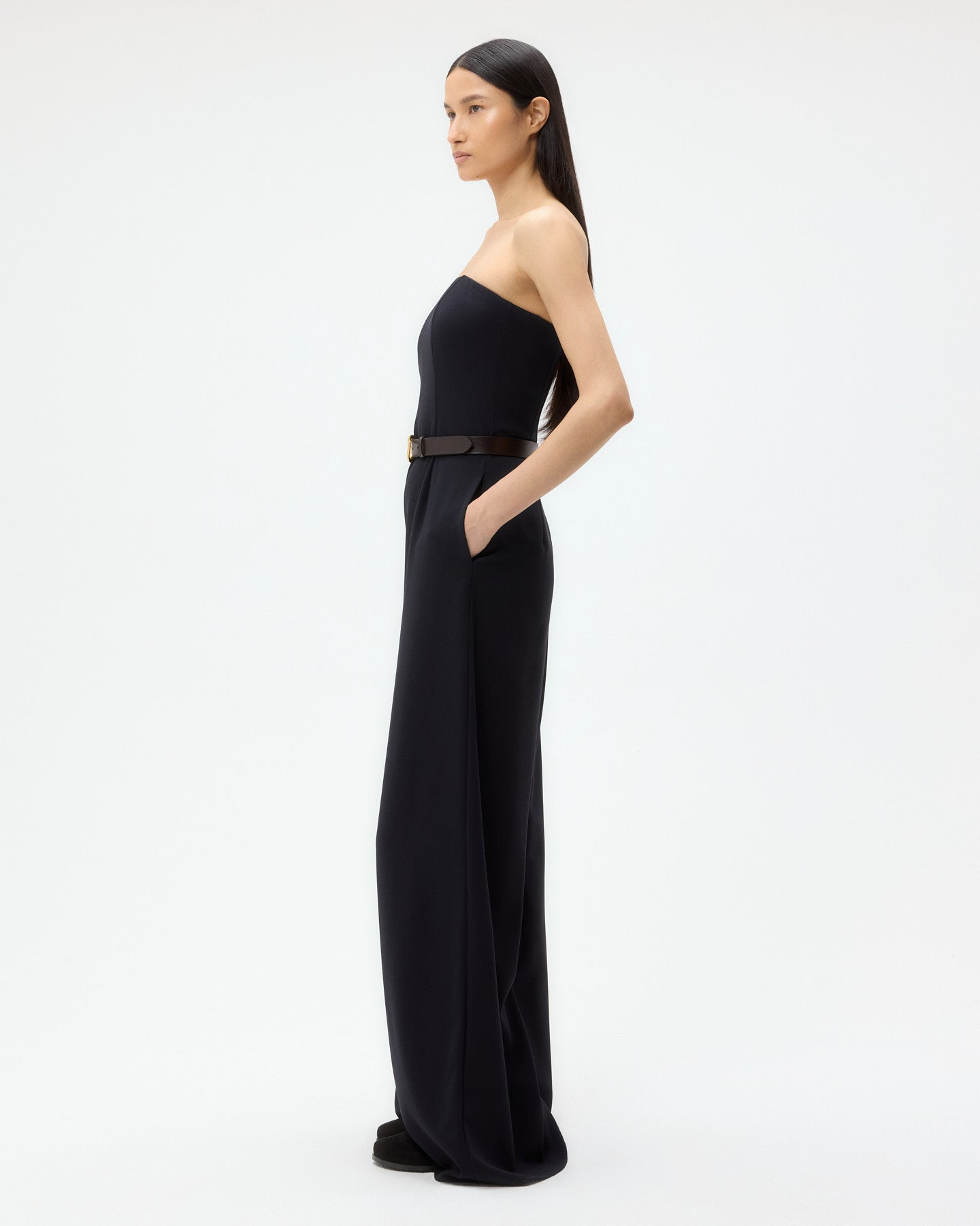 TWP Midnight Jade Jumpsuit in Drapey Wool Crepe view 4
