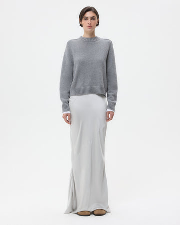 TWP Light grey My Endless Love Skirt in Shiny Satin view 3