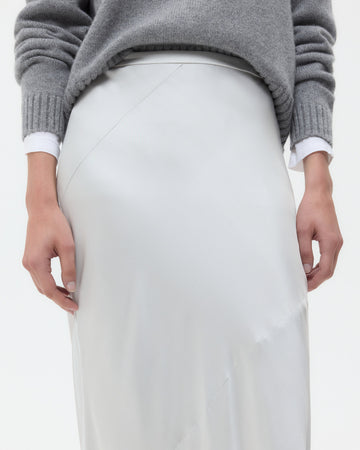 TWP Light grey My Endless Love Skirt in Shiny Satin view 4