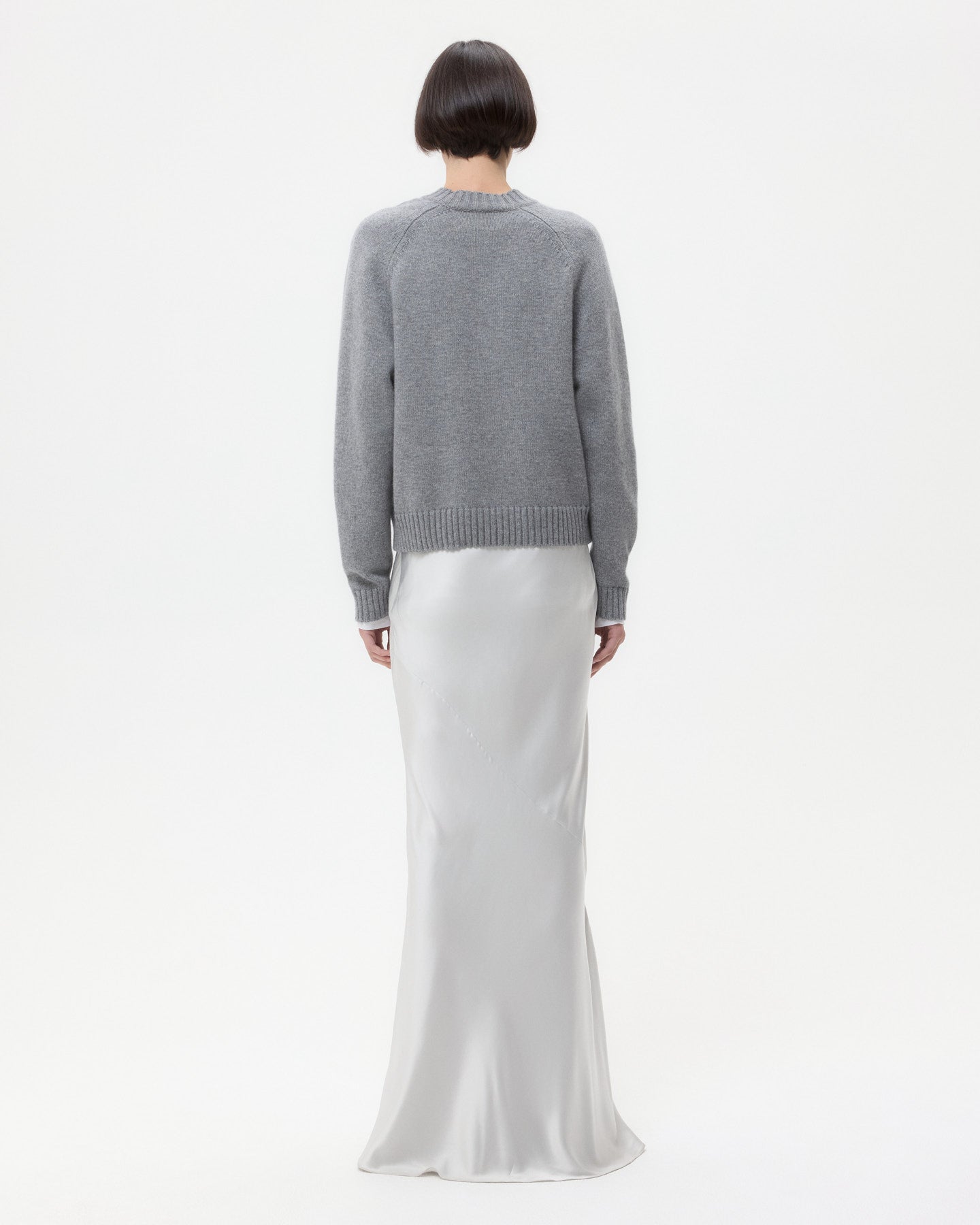 TWP Light grey My Endless Love Skirt in Shiny Satin view 5