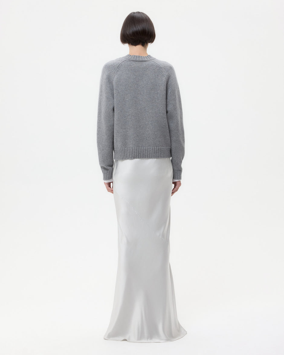 TWP Light grey My Endless Love Skirt in Shiny Satin view 5