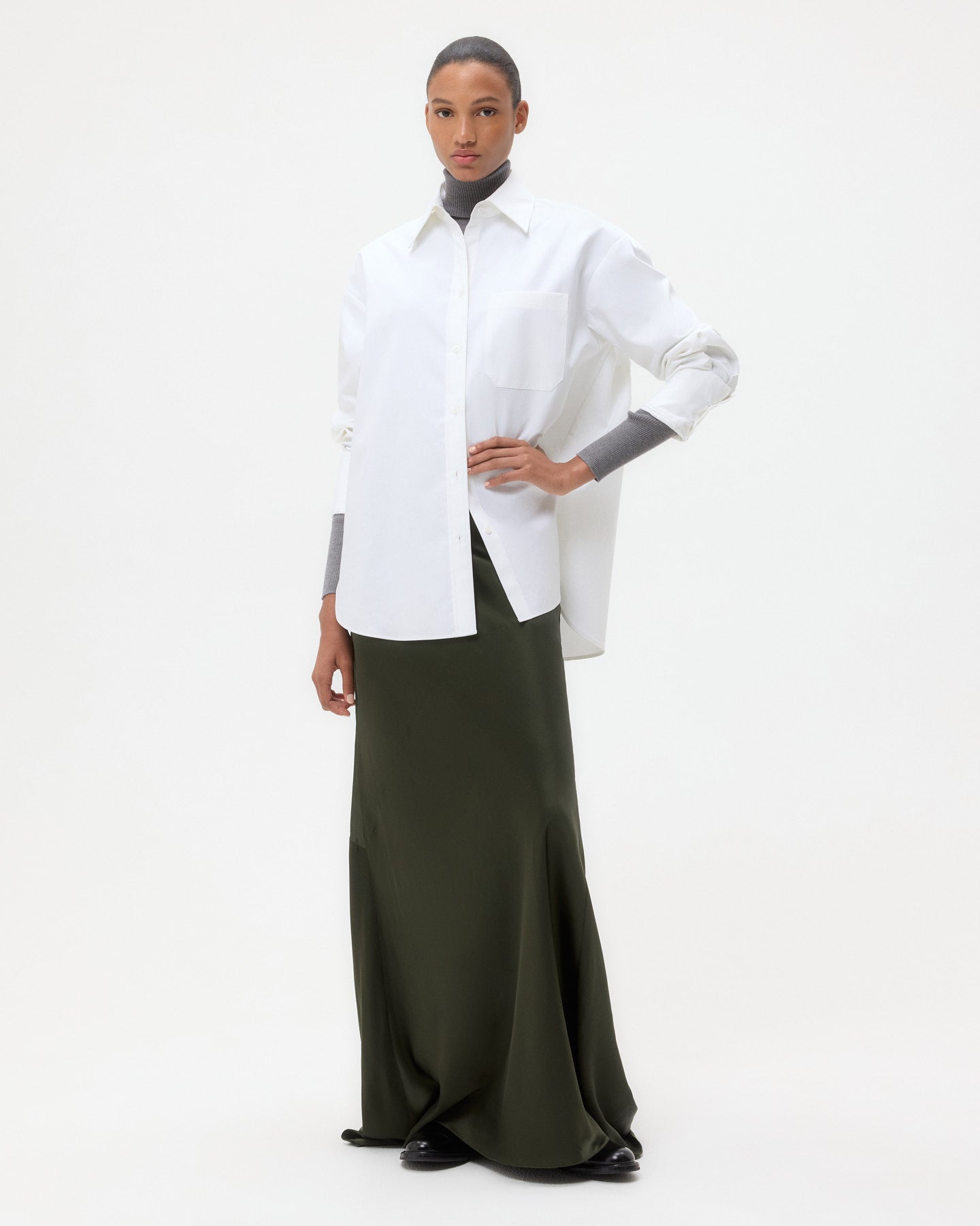 TWP White Big Joe Shirt in Super Compact Poplin view 2