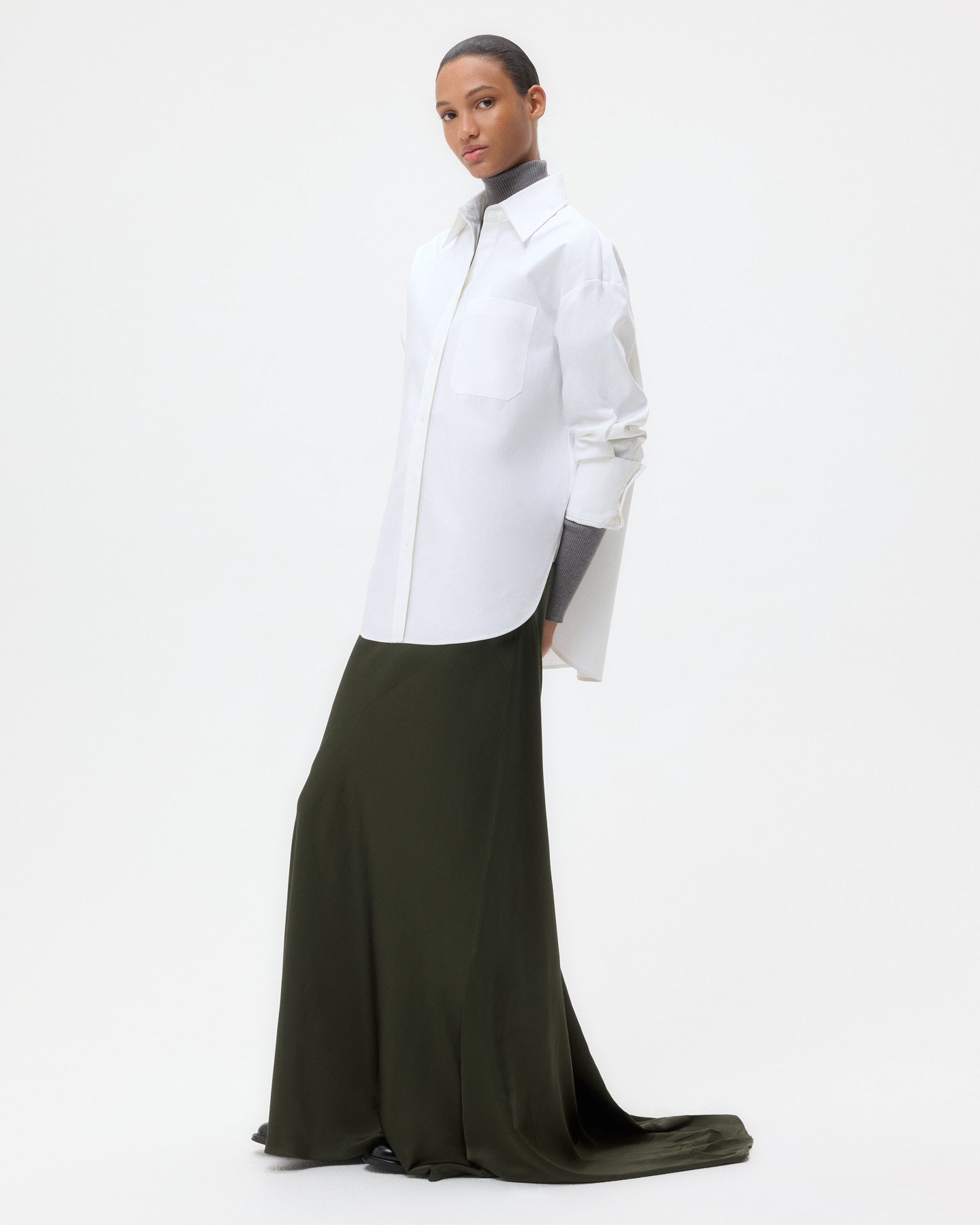 TWP White Big Joe Shirt in Super Compact Poplin view 3