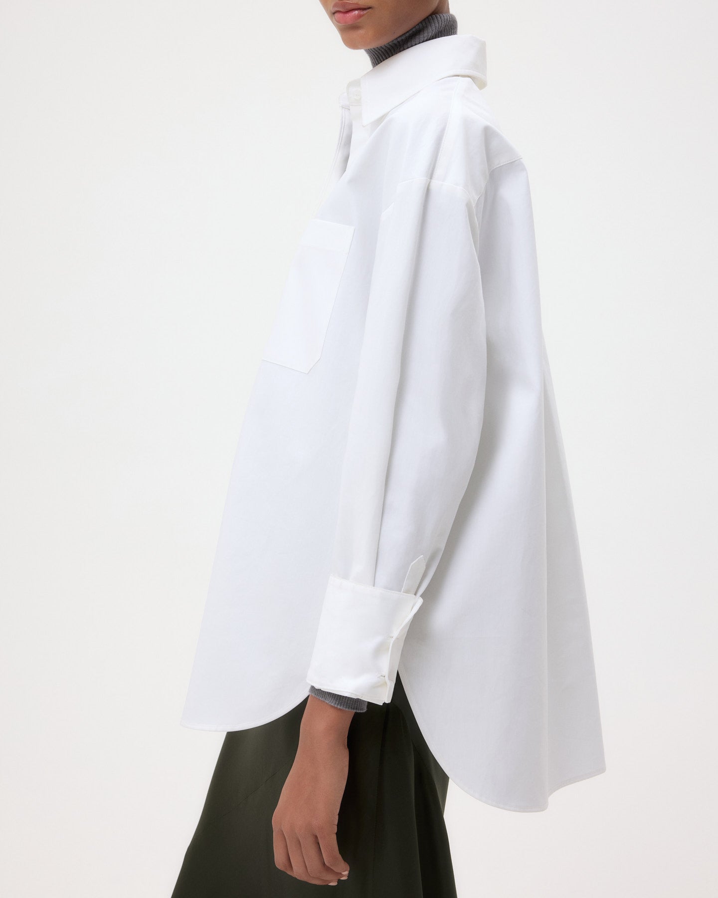 TWP White Big Joe Shirt in Super Compact Poplin view 5