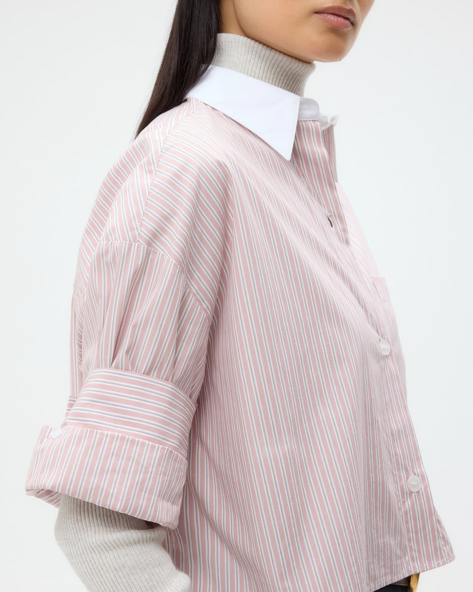 TWP Spanish villa/white Next Ex Shirt in Classic Barre Striped Cotton view 2