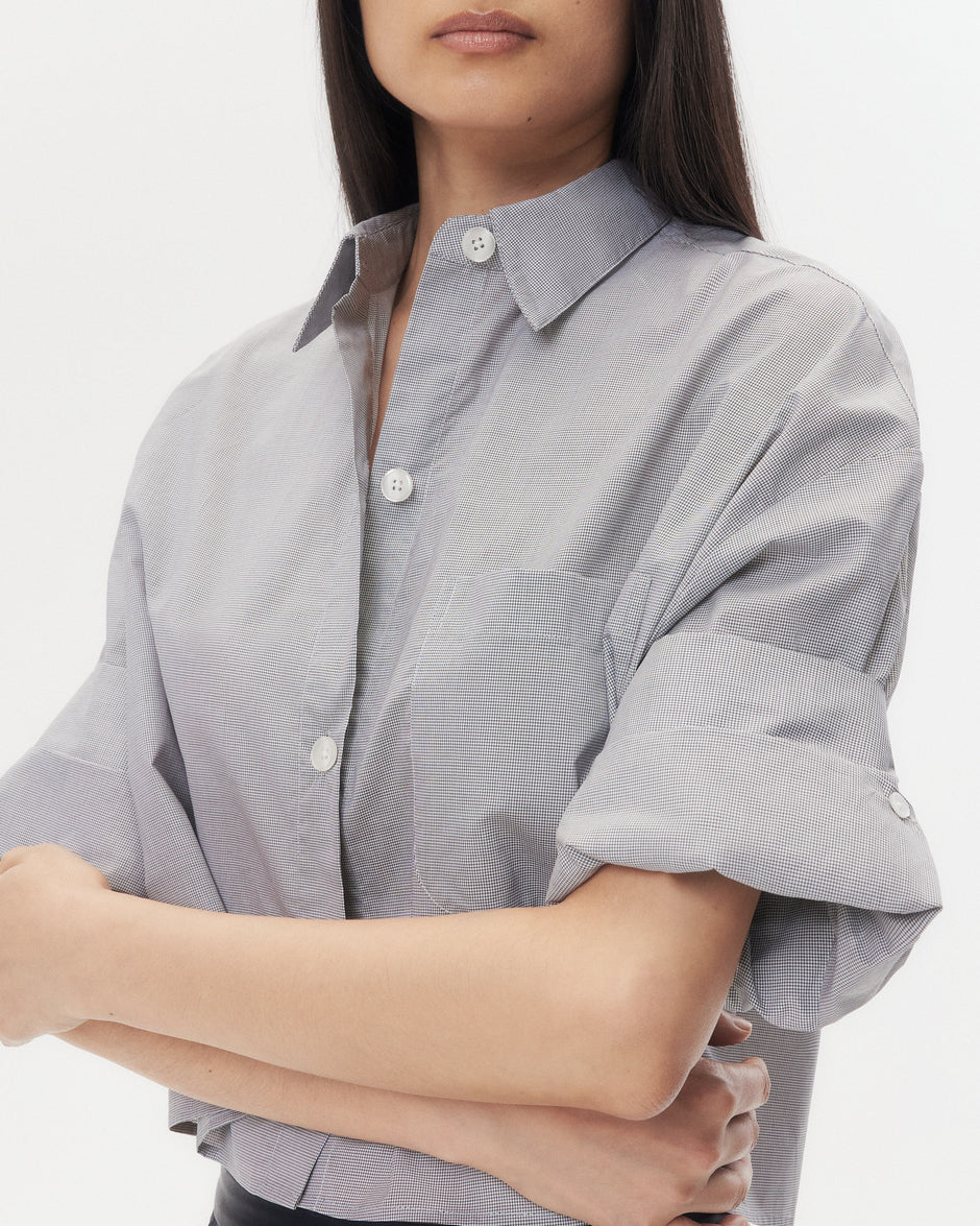 TWP White/black Next Ex Shirt in Micro Windowpane Check Cotton view 3