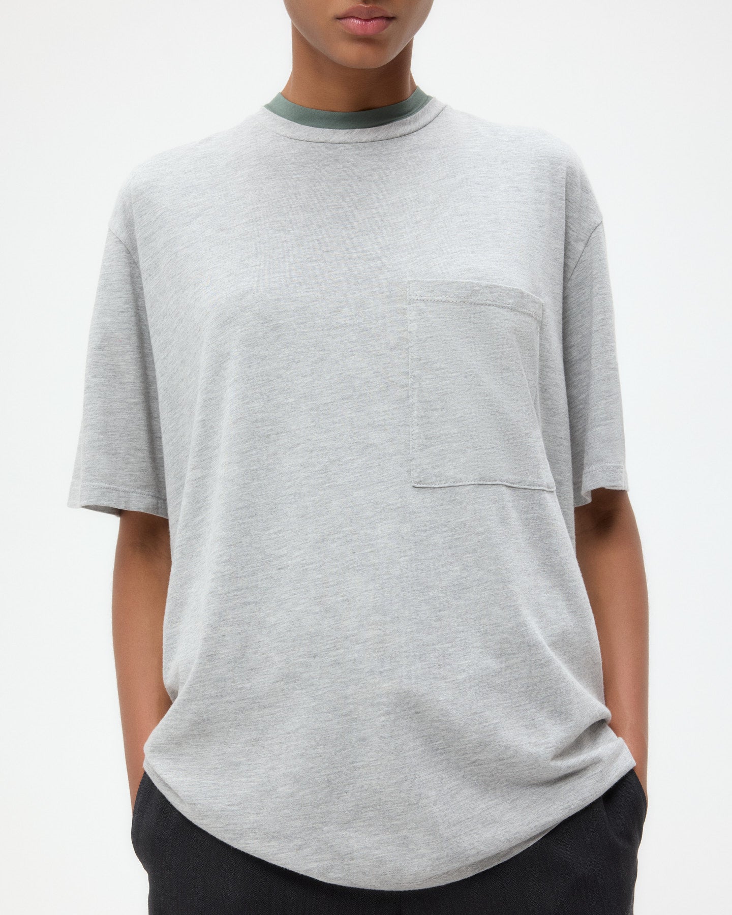 TWP Light heather grey Big Boy Tee in Heathered Modal view 4
