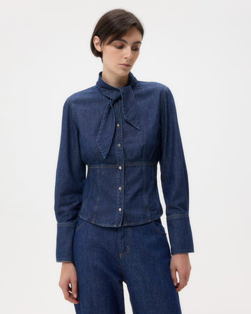 TWP Dark stone Fifi's Shirt in Denim view 3