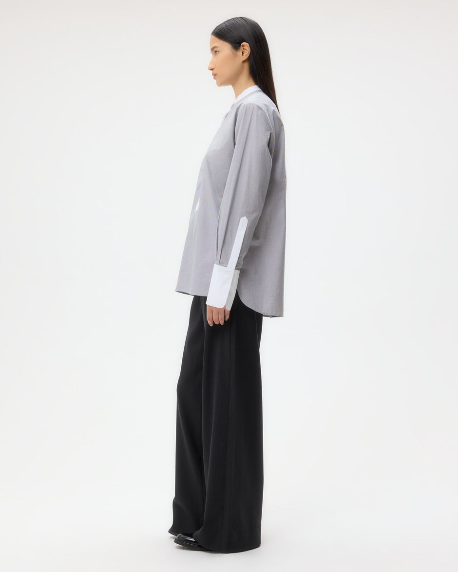 TWP White/black Simple Man Shirt in Micro Windowpane Check Cotton view 4