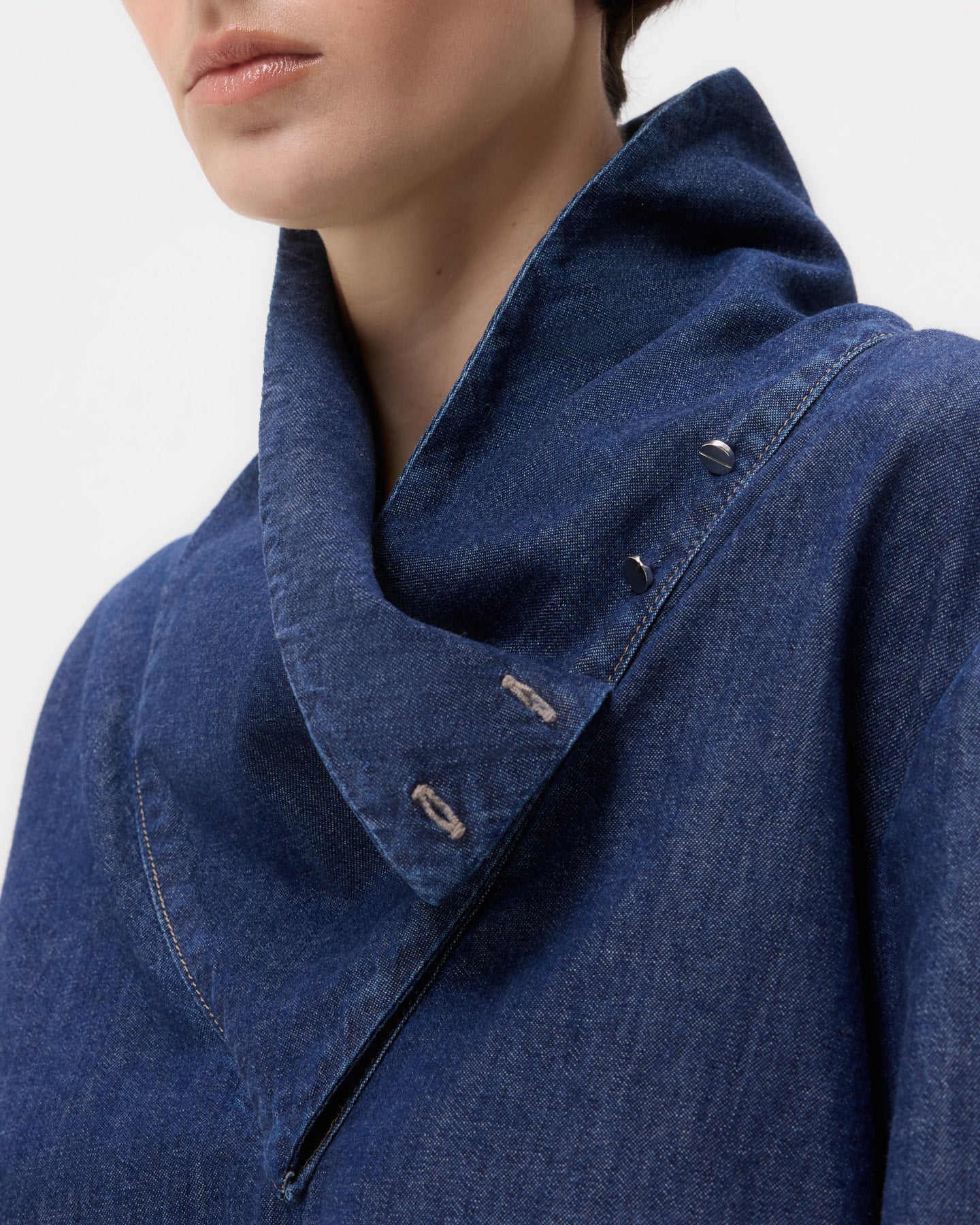 TWP Dark stone My Maria Top in Shirting Denim view 2