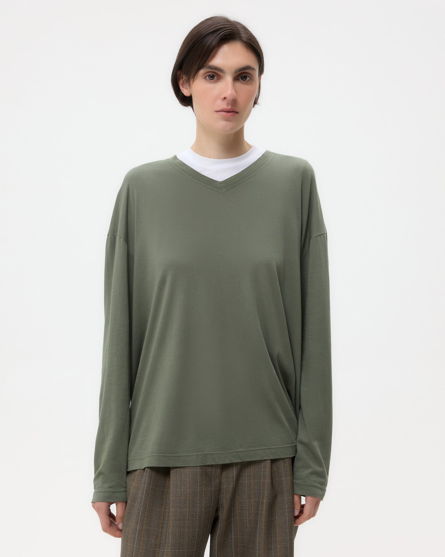 TWP Beetle LS High V Shirt in Supima Cotton view 2