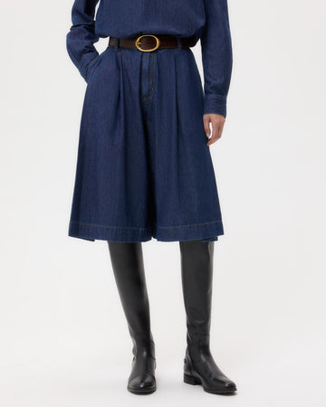 TWP Dark stone Steffens Short in Shirting Denim view 1