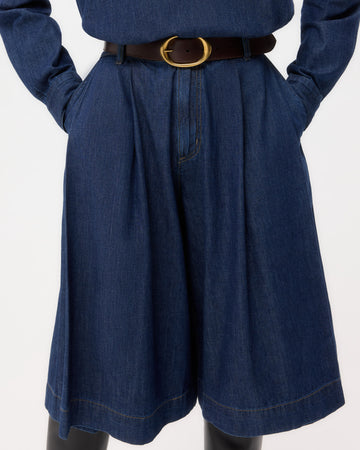 TWP Dark stone Steffens Short in Shirting Denim view 3