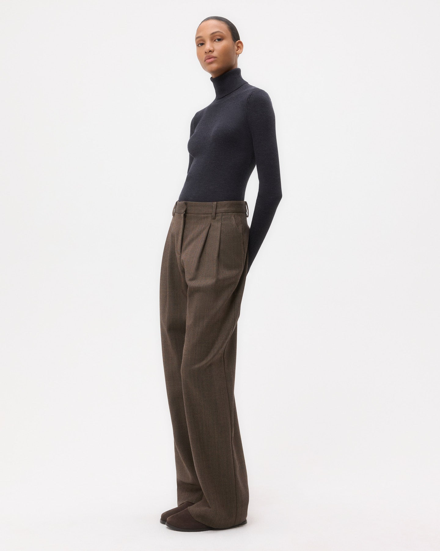 TWP Dark charcoal Knit Turtleneck in Merino Wool view 4