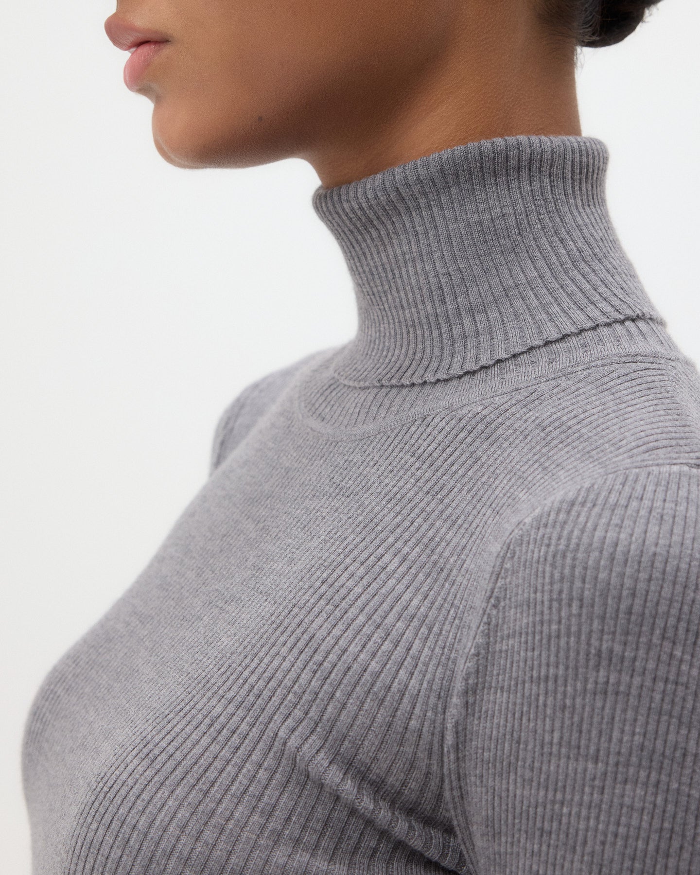 TWP Medium heather grey Knit Turtleneck in Merino Wool view 2