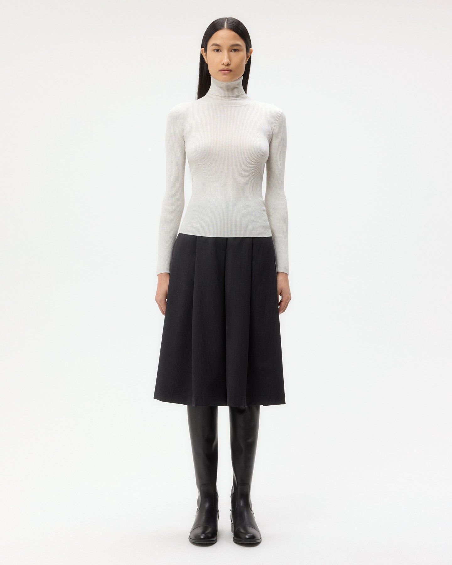 TWP White heather grey Knit Turtleneck in Merino Wool view 6