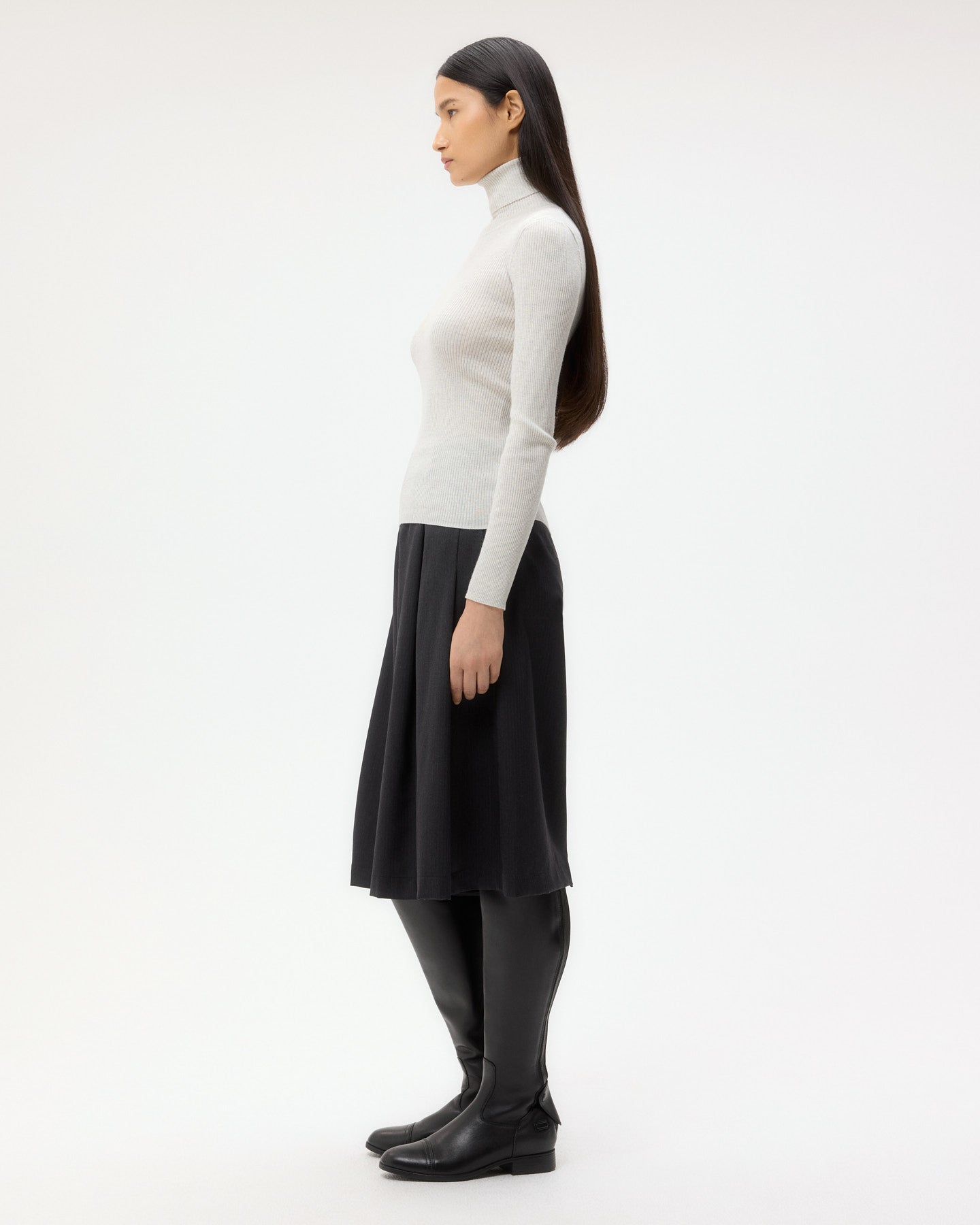 TWP White heather grey Knit Turtleneck in Merino Wool view 4